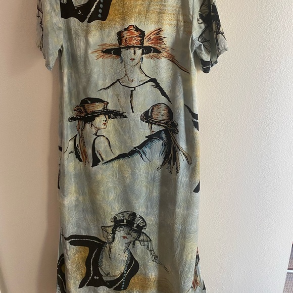 Citron for Santa Monica 100% Silk Short Sleeve Maxi Dress Medium - Picture 5 of 6